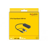 Delock 4-portowy koncentrator USB 3.2 gen 1 ze złączem USB Type-C lub USB Type-A Hub USB (czarny)
