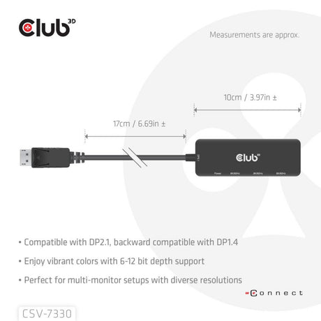 Port wyświetlacza Club 3D na potrójny koncentrator HDMI 8K60 Hz (czarny)