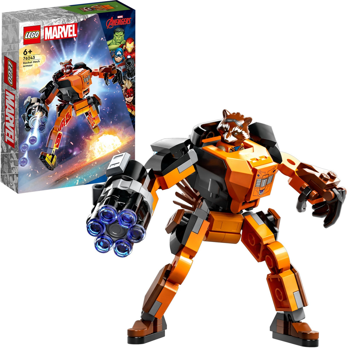 Lego Marvel - zabawka konstrukcyjna zbroi mecha rakietowego (76243)