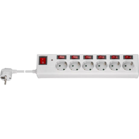 Goobay 6-kierunkowa listwa zasilająca z listwą przełączającą (biała, kabel 1,5 m)