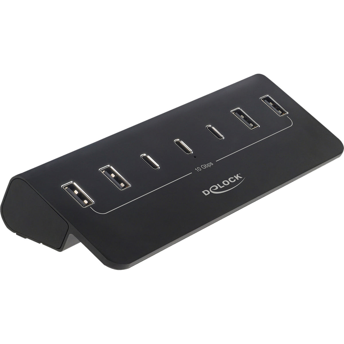 Delock usb-c 10 gbps hub usb-hub (zwart, 3x usb-c 3.2 (10 gbit s), 4x usb-a 3.2 (10 gbit s))