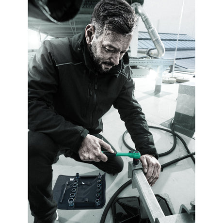 Grzechotka Wera 8010 b Zyklop Comfort (czarno-zielona, z zapadką przełączającą i napędem 3 8)