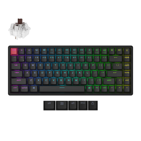 Klawiatura mechaniczna Keychron k2 qmk-c3 rgb (czarna, układ amerykański (qwerty), super brązowy, 75%, rgb, wiśniowy podwójny strzał pbt, bluetooth 5.2 | usb-c)
