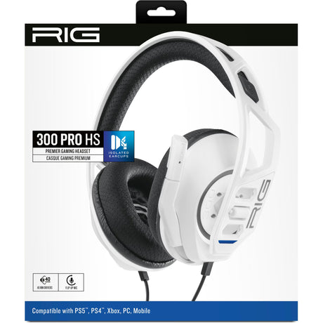 Nauszny zestaw słuchawkowy do gier Nacon rig 300 pro hs (biały, playstation 4, playstation 5, xbox, nintendo switch, pc)