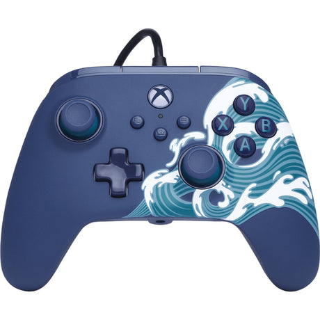 Kontroler Powera Advantage z kablem do serii Xbox x|s - fala wodna (błękitny, xbox series x|s, xbox one, PC)