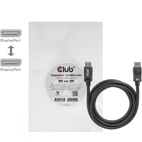Kabel Club 3D DisplayPort 1.4 Vesa z certyfikatem męsko-męskim (czarny, 1 metr, 8K 60 Hz lub 2x 4K 60 Hz, 32,4 Gb/s)