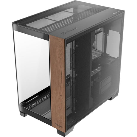 Antec c8 curve drewniana obudowa midi tower (kolor czarnego drewna | 2x USB-A | 1x USB-C | szkło hartowane)