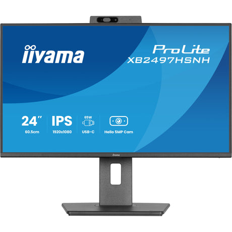 Monitor Iiyama prolite xb2497hsnh-b1 23.8 (czarny, hdmi, displayport, lan, audio, usb-c, kamerka internetowa)