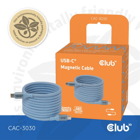 Cewka magnetyczna Club 3D USB-C 240W PD3.1 Niebieski, kabel 2 metry (niebieski)