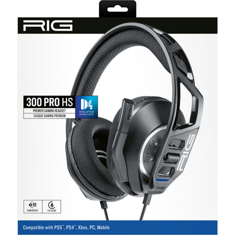 Nauszny zestaw słuchawkowy do gier Nacon rig 300 pro hs (czarny, playstation 4, playstation 5, xbox, nintendo switch, pc)