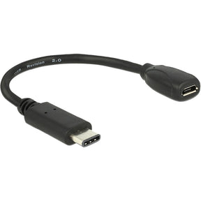 Delock Adapter USB-C 2.0 > USB Micro-B (czarny, 0,15 m)