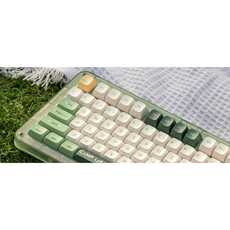 Bezprzewodowa klawiatura mechaniczna kempingowa Iqunix Zx75 (zielona, układ amerykański (Qwerty), iqunix moonstone, 75%, diody rgb, możliwość wymiany podczas pracy, podwójny strzał pbt, 2,4 GHz | bluetooth 5.1 | usb-c)