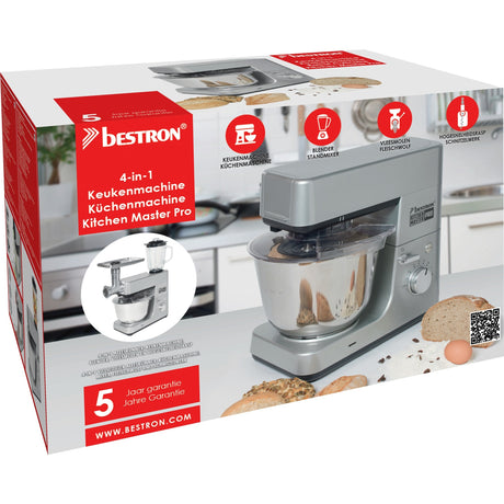 Bestron akm1600s Robot kuchenny 4 w 1, mistrz kuchni pro (srebrny)