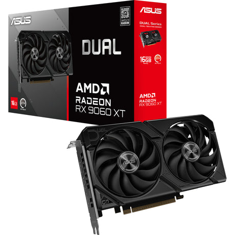 Karta graficzna Asus dual Radeon RX 9060 xt 16 GB (czarna, 2x Display Port, 1x HDMI)