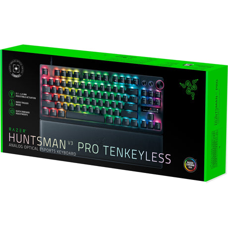 Mechaniczna klawiatura do gier Razer Huntsman V3 Pro TKL RGB (czarna, układ US (QWERTY), analogowa optyczna gen 2, 80% (TKL), double-shot PBT)