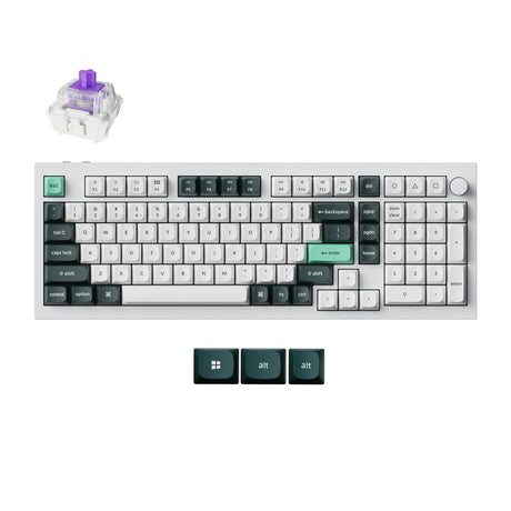 Keychron q5 on qmk bezprzewodowa niestandardowa klawiatura (biała, układ amerykański (qwerty), mgławica magnetyczna z podwójną szyną gateron, 96%, diody rgb, osa double-shot pbt, hot swap, pokrętło, 2,4 ghz | bluetooth 5.1 | usb-c)