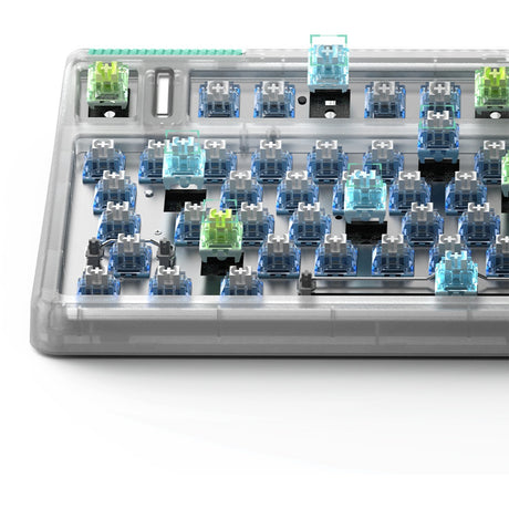Bezprzewodowa klawiatura mechaniczna z tunelem czasoprzestrzennym Iqunix OG80 (szara, układ US (QWERTY), Cherry MX Brown, 80% (TKL), diody LED RGB, możliwość wymiany podczas pracy, PBT, 2,4 GHz | Bluetooth 5.1 | USB-C)