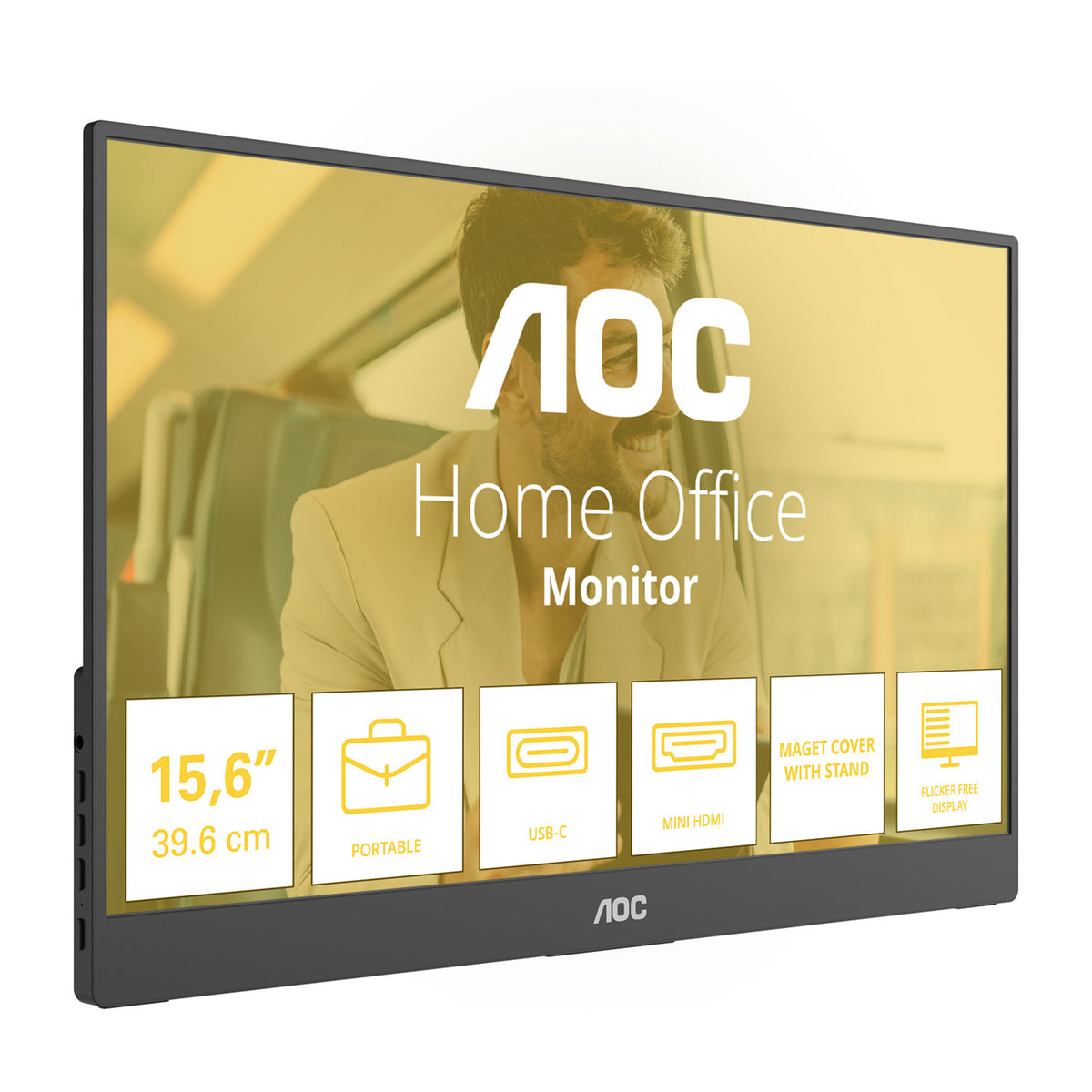 Monitor Aoc 16t20e2 15.6 (czarny, 1x mini HDMI, 1x USB-C, audio)