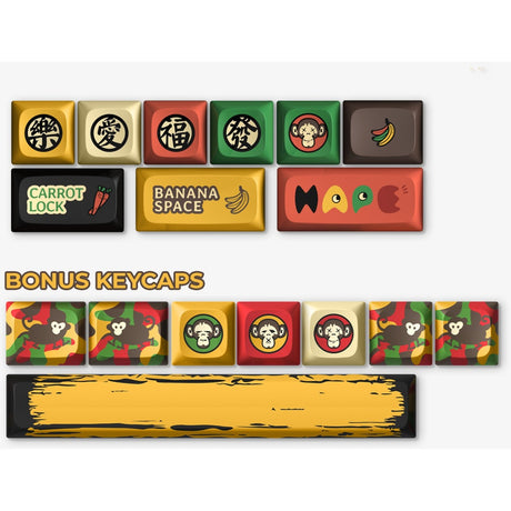 Bezprzewodowa klawiatura mechaniczna Iqunix og80 happy ape (czarna, układ amerykański (qwerty), ttc święta panda, 80% (tkl), diody rgb, możliwość wymiany podczas pracy, pbt, 2,4 ghz | bluetooth 5.1 | usb-c)