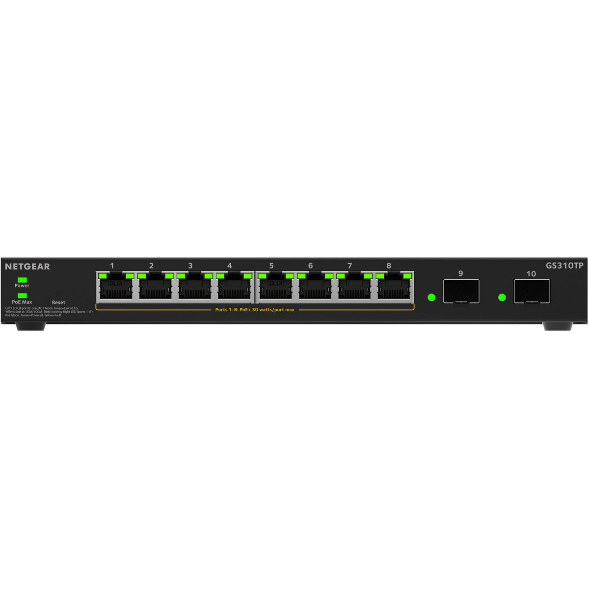 Przełącznik Netgear gs310tpv2 (czarny, budżet PoE 55W)