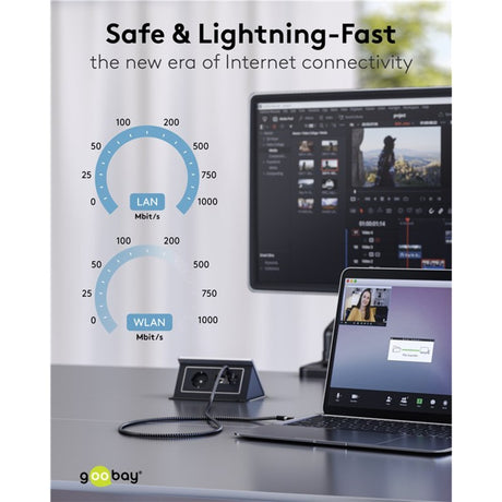 Adapter sieciowy Goobay USB-C 3.2 gen1 na RJ-45 (czarno-srebrny, 2 metry)