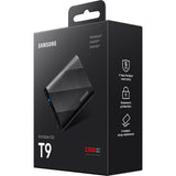 Samsung przenośny zewnętrzny dysk SSD t9 2 TB (czarny, mu-pg2t0b eu, USB-C 3.2 (20 GBit s))