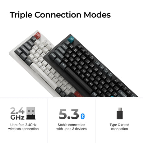 Keychron q5 ultra-m3 8k bezprzewodowa, niestandardowa klawiatura mechaniczna (czarna, układ amerykański (qwerty), jedwabny pom banan, 96%, rgb, hot swap, 8k, 2,4 ghz | bluetooth 5.2 | usb-c)