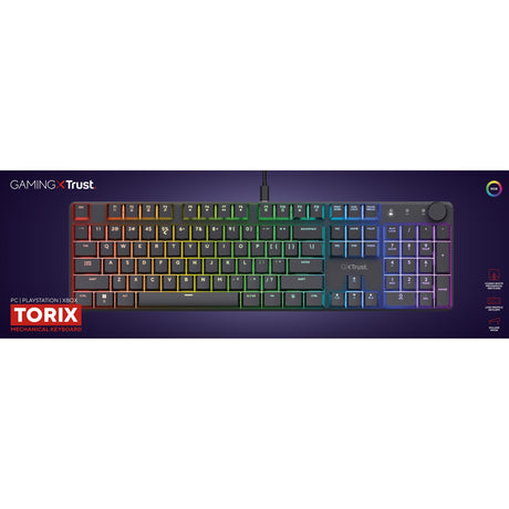 Mechaniczna klawiatura do gier Trust GXT 866 Torix (czarna, układ US (QWERTY), Huano Red, 100%, RGB)
