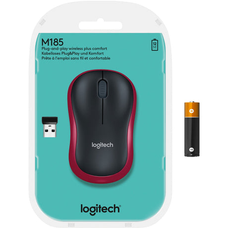 Mysz bezprzewodowa Logitech m185 (czerwona, sprzedaż detaliczna)