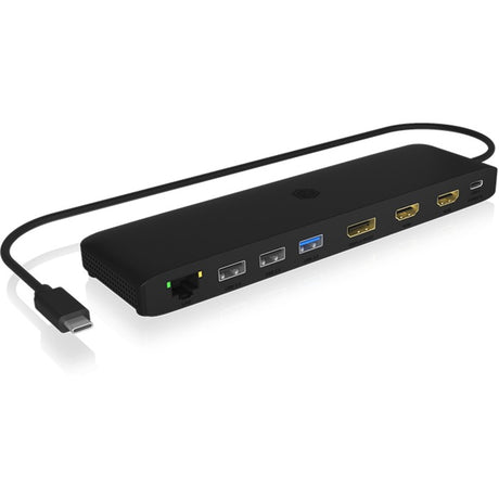 Icy box ib-dk2116-c Mobilna stacja dokująca 11 w 1 z potrójnym wyjściem wideo (czarna, HDMI, Displayport, LAN, USB Type-C)