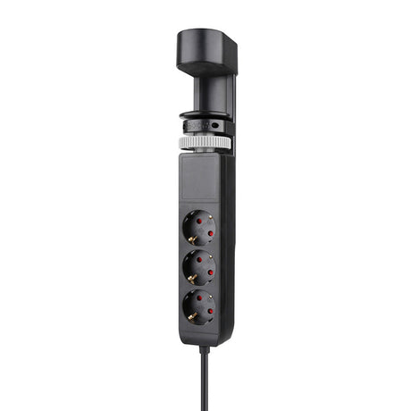 Gniazdo biurkowe Neomounts DS22-840BL6 z zaciskiem i portami USB-C i USB-A - listwa zasilająca z szybkim ładowaniem (czarna)