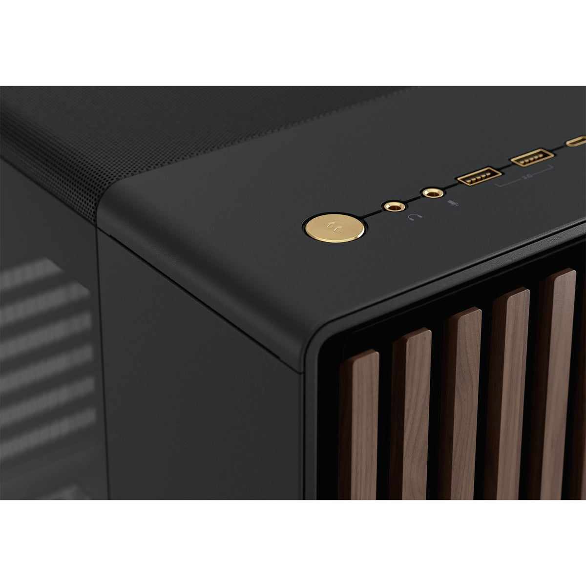 Obudowa North Midi Tower o konstrukcji fraktalnej (kolor czarnego drewna | 2x USB-A | 1x USB-C | szkło hartowane)