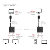 Club 3d 2-in-1 bidirectionele displayport switch (zwart, 8k)
