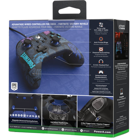 Kontroler Powera Advantage z kablem do konsoli Xbox Series x|s - Fortnite: Victory Royale (ciemnoniebieski, Xbox Series x|s, Xbox One, PC)