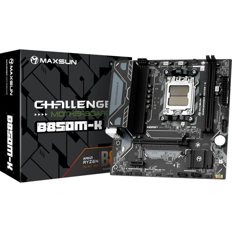Płyta główna Maxsun MS-Challenger B850M-K z gniazdem AM5 (czarna, RAID, GB-LAN, dźwięk, µATX)