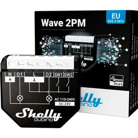 Przekaźnik Shelly Qubino Wave 14:00 (czarny, 2-kanałowy, z-wave)