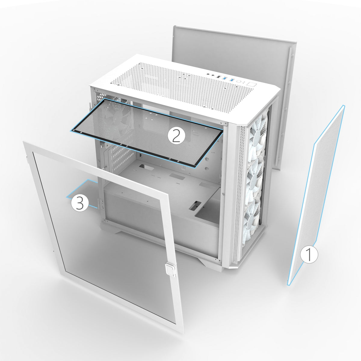 Obudowa mini tower Montech air 100 argb (biała | 3x USB-A | szkło hartowane)