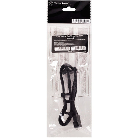 Adapter Silverstone 4-pin molex > 4x 15-pin sata (czarny, pp07-btsb)