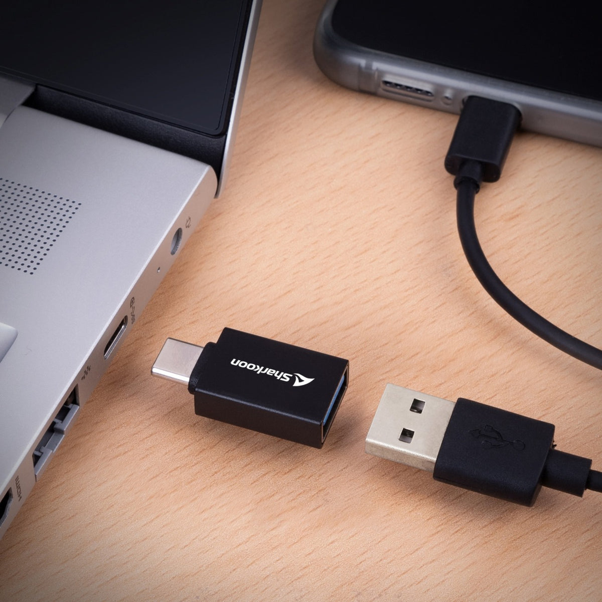 Adaptery Sharkoon officepal USB-C (czarne)