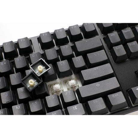 Ducky one 3 klasyczna klawiatura mechaniczna rgb (czarna, układ amerykański (qwerty), wiśniowy mx brązowy, 100%, dioda rgb, podwójny strzał pbt, możliwość wymiany podczas pracy, mechanika szarlatana)