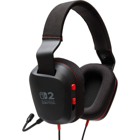 Przewodowy zestaw słuchawkowy stereo Powera do nausznego zestawu słuchawkowego do gier Nintendo Switch 2 (czarny czerwony, Nintendo Switch 2, Nintendo Switch – model OLED, Nintendo Switch, Nintendo Switch Lite)