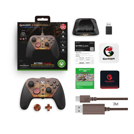 Gamesir g7 pro tri-mode wireless controller - dragon's dogma ii (wijnrood zwart, xbox one, xbox series x|s via usb kabel | pc via 2,4 ghz, bt of usb kabel | android via bluetooth)
