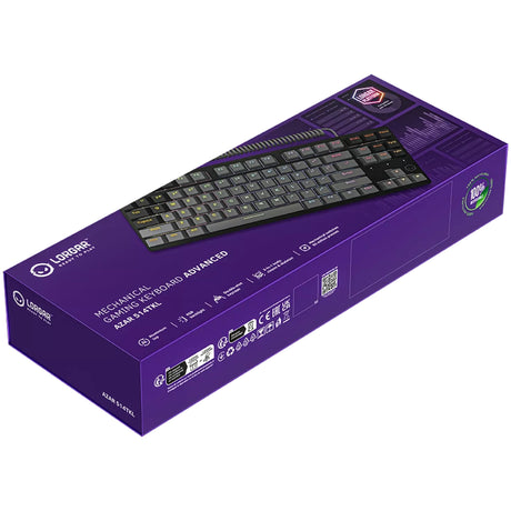 Mechaniczna klawiatura do gier Lorgar Azar 514tkl rgb (czarna, układ amerykański (qwerty), logar dream, 80% (tkl), rgb)