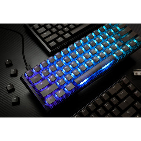Klawiatura mechaniczna Ducky one 3 mini aura rgb (czarna, układ amerykański (qwerty), wiśniowy mx brązowy, 60%, abs double shot, hot swap)