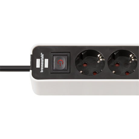 Brennerstuhl ecolor 4-kierunkowa listwa zasilająca z 2 portami ładowania USB (listwa zasilająca USB-C z przełącznikiem i kablem 1,5 m)