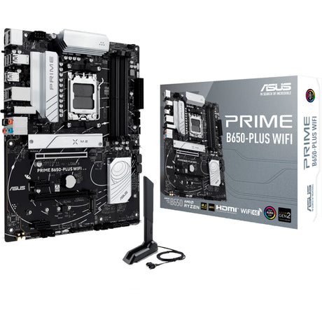 Płyta główna Asus Prime B650-Plus WiFi Socket AM5 (czarno-srebrna, RAID, 2,5 GB-LAN, WiFi 6e, BT 5.3, dźwięk, ATX)