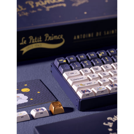 Mechaniczna klawiatura do gier Iqunix F97 Starry Tryst RGB (ciemnoniebieski, układ US (QWERTY), Iqunix Silent Rose, 96%, diody LED RGB, możliwość wymiany podczas pracy, PBT, 2,4 GHz | Bluetooth 5.1 | USB-C)