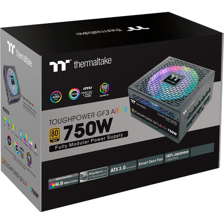 Modułowy zasilacz Thermaltake ToughPower GF3 ARGB Gen 5 EU o mocy 750 W (czarny, 4x PCIe)