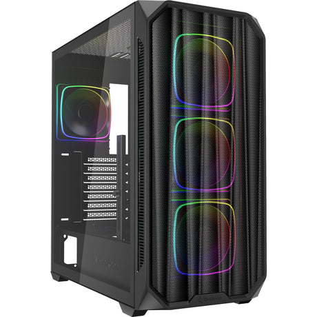 Obudowa midi tower Sharkoon ak5m rgb (czarna | 2x usb-a | 1x usb-c | rgb | szkło hartowane)