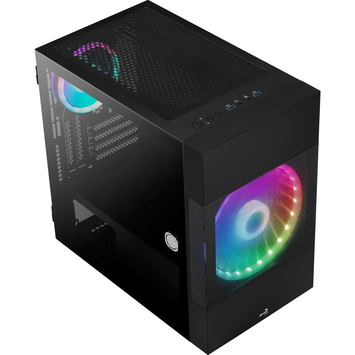 Obudowa mini tower Aerocool atomic v2 (czarna | 2x USB-A | okienko)